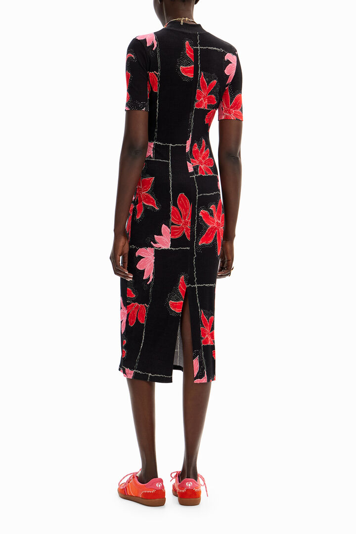 Ribbed floral midi dress | Desigual