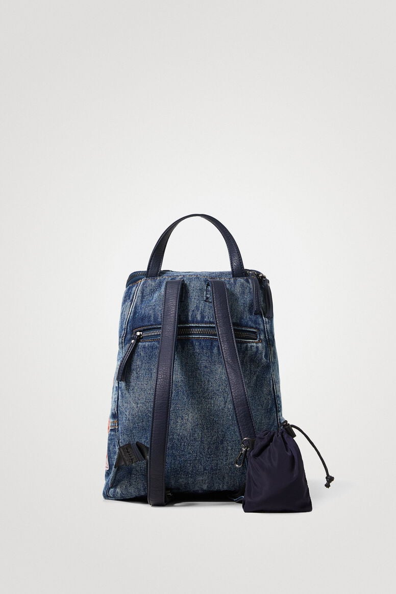 Denim patches backpack