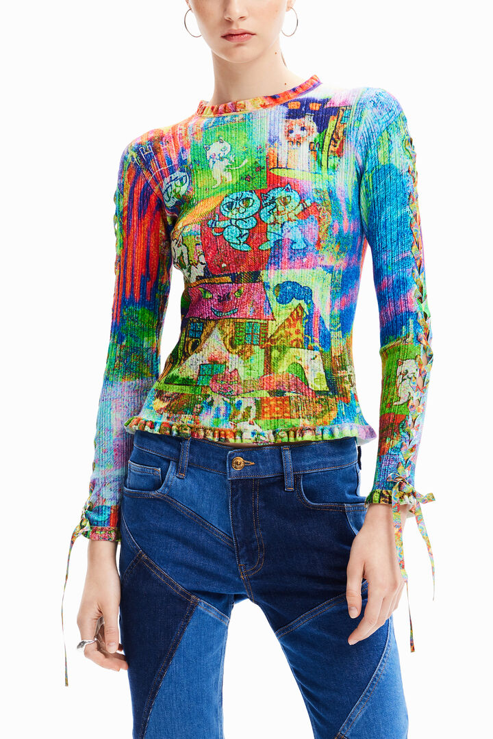 Jersey canalé gatos María Escoté | Desigual