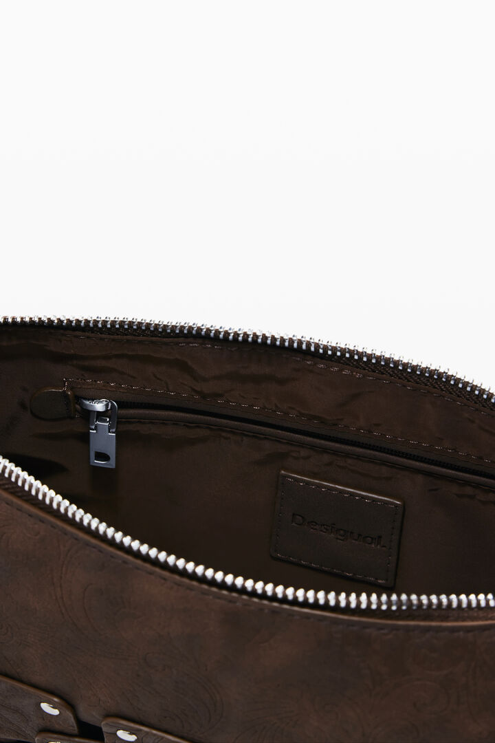 Small studded patch baguette bag | Desigual