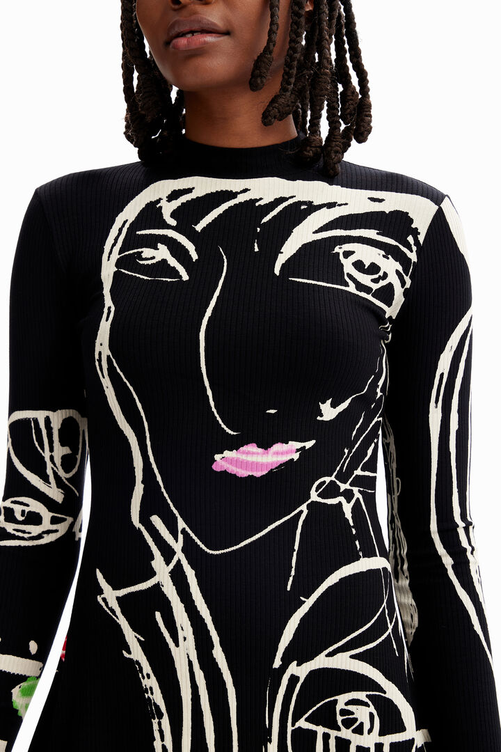 Robe courte patineuse visages | Desigual