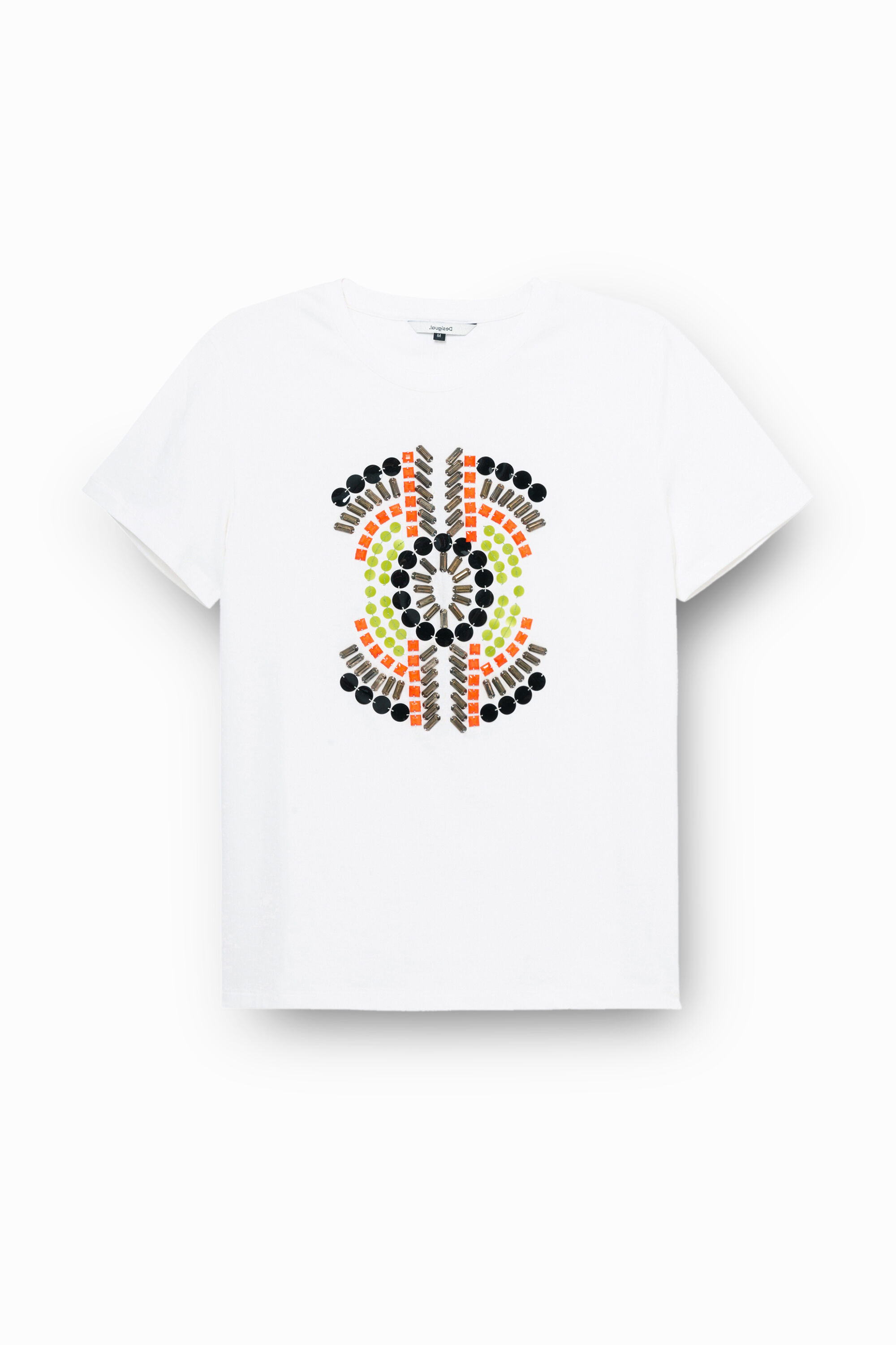 T-Shirt mit Stickerei und Perlen