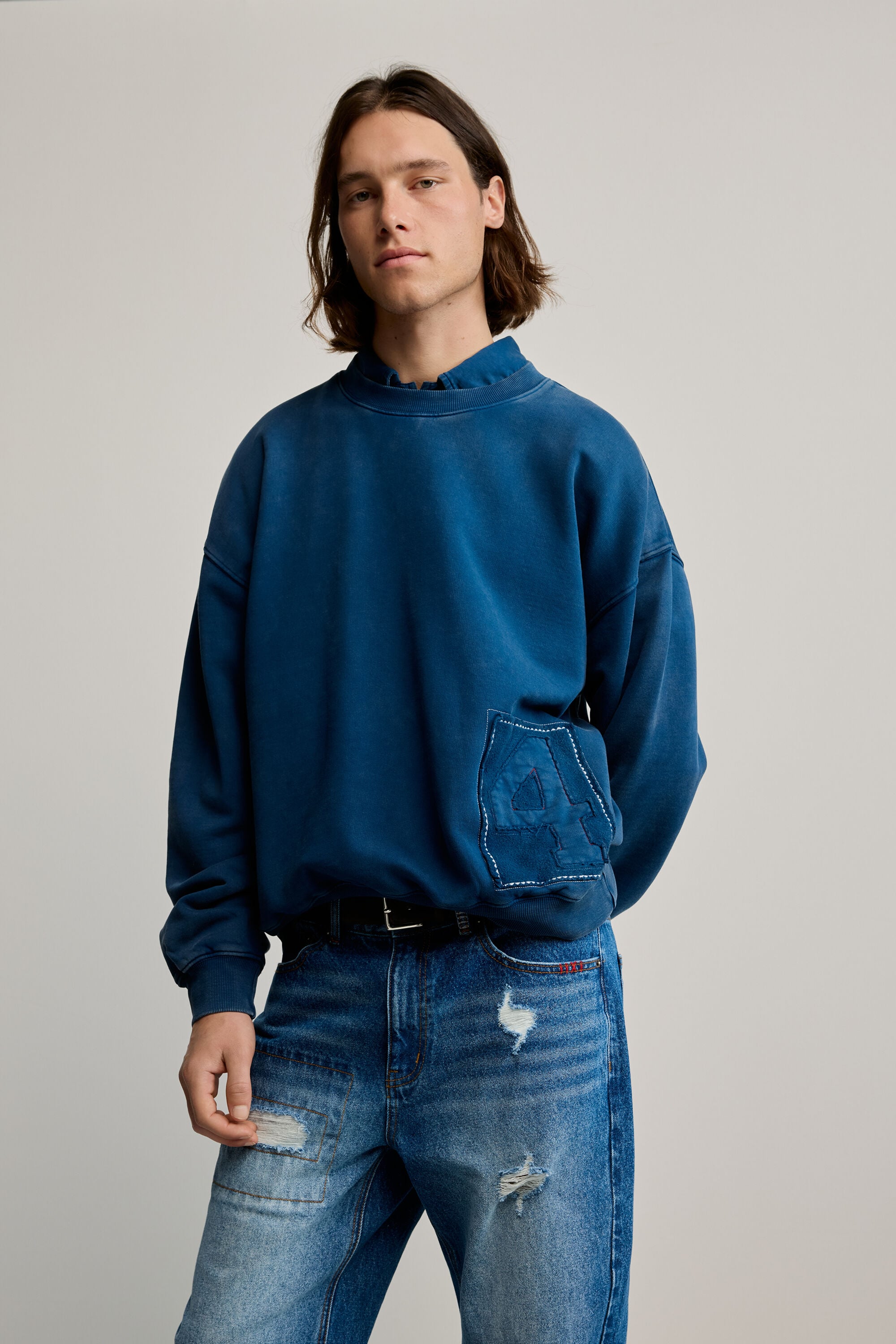 Desigual, Schlichtes sweatshirt logo, Herren, Baumwolle, Blau, M