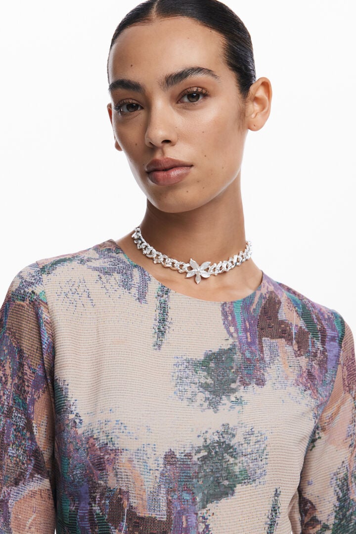 Asymmetric printed dress | Desigual