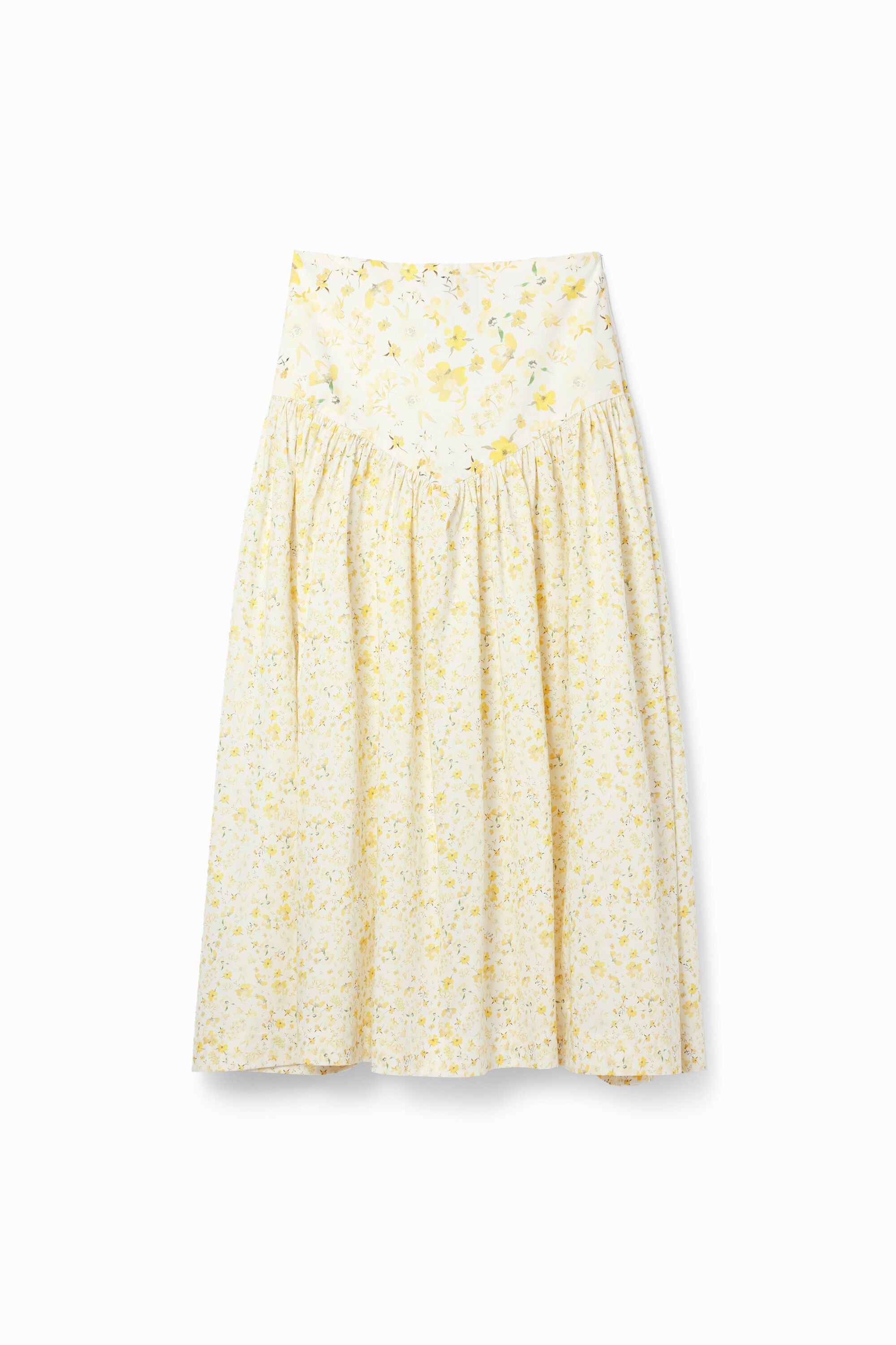 Floral ruffle midi skirt