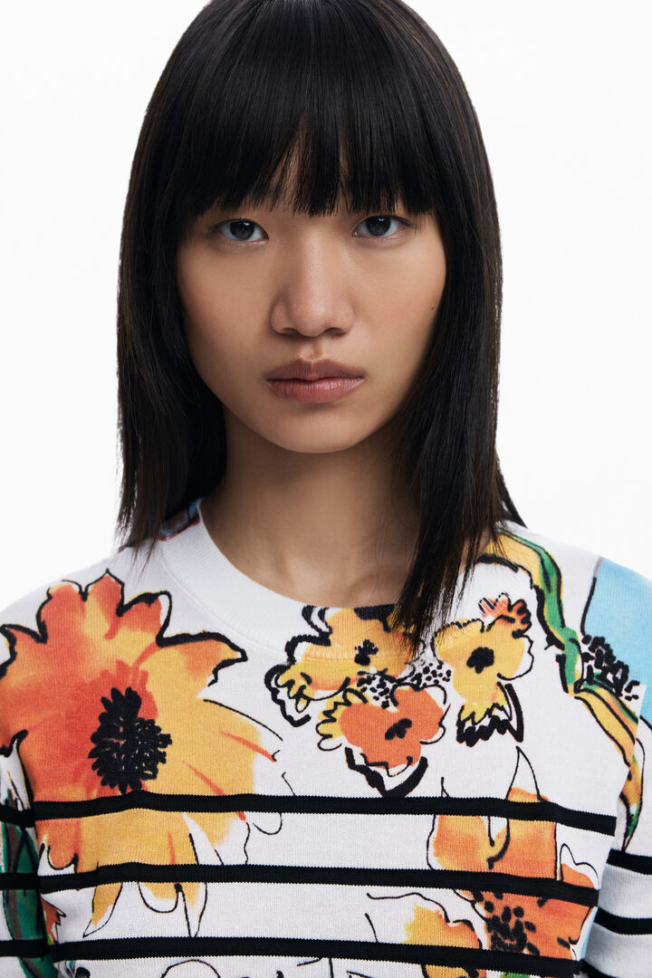 Striped floral sweater | Desigual