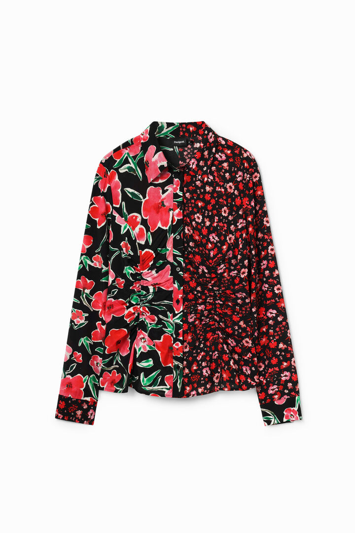 Chemise froncée fleurs