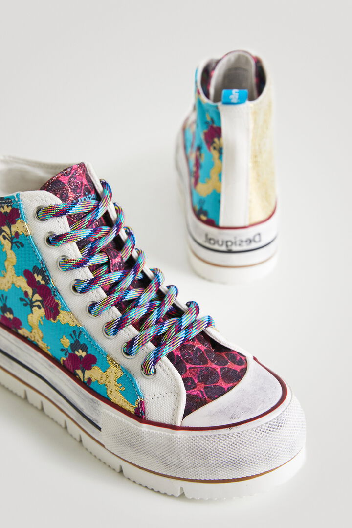 Sneakers altas plataforma patch floral | Desigual