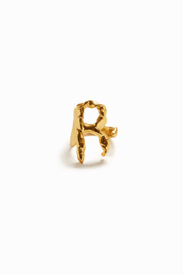 Zalio gold plated letter R ring | Desigual