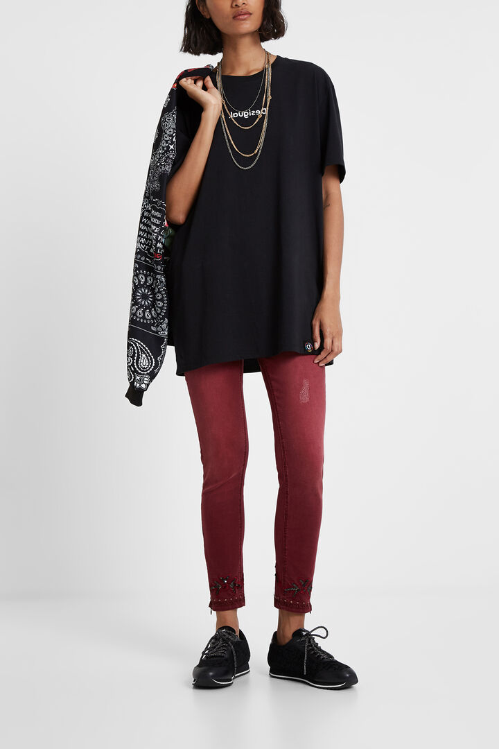Skinny floral embroidery jeans | Desigual