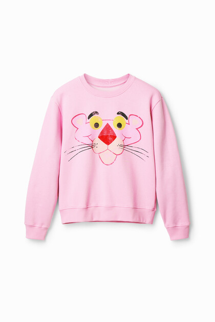 Sweat-shirt Panthère rose usé