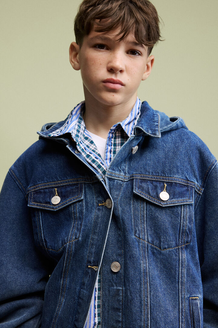 Denim jacket with hood