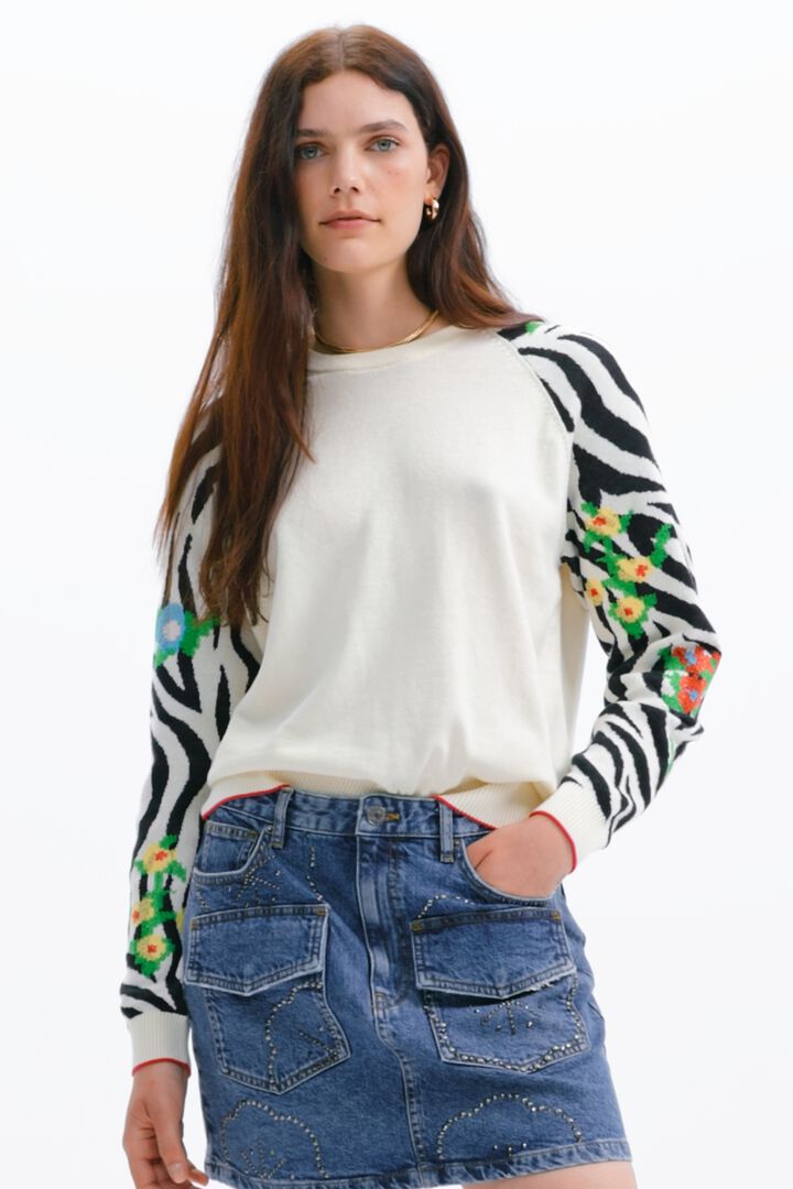 Embroidered zebra pullover | Desigual