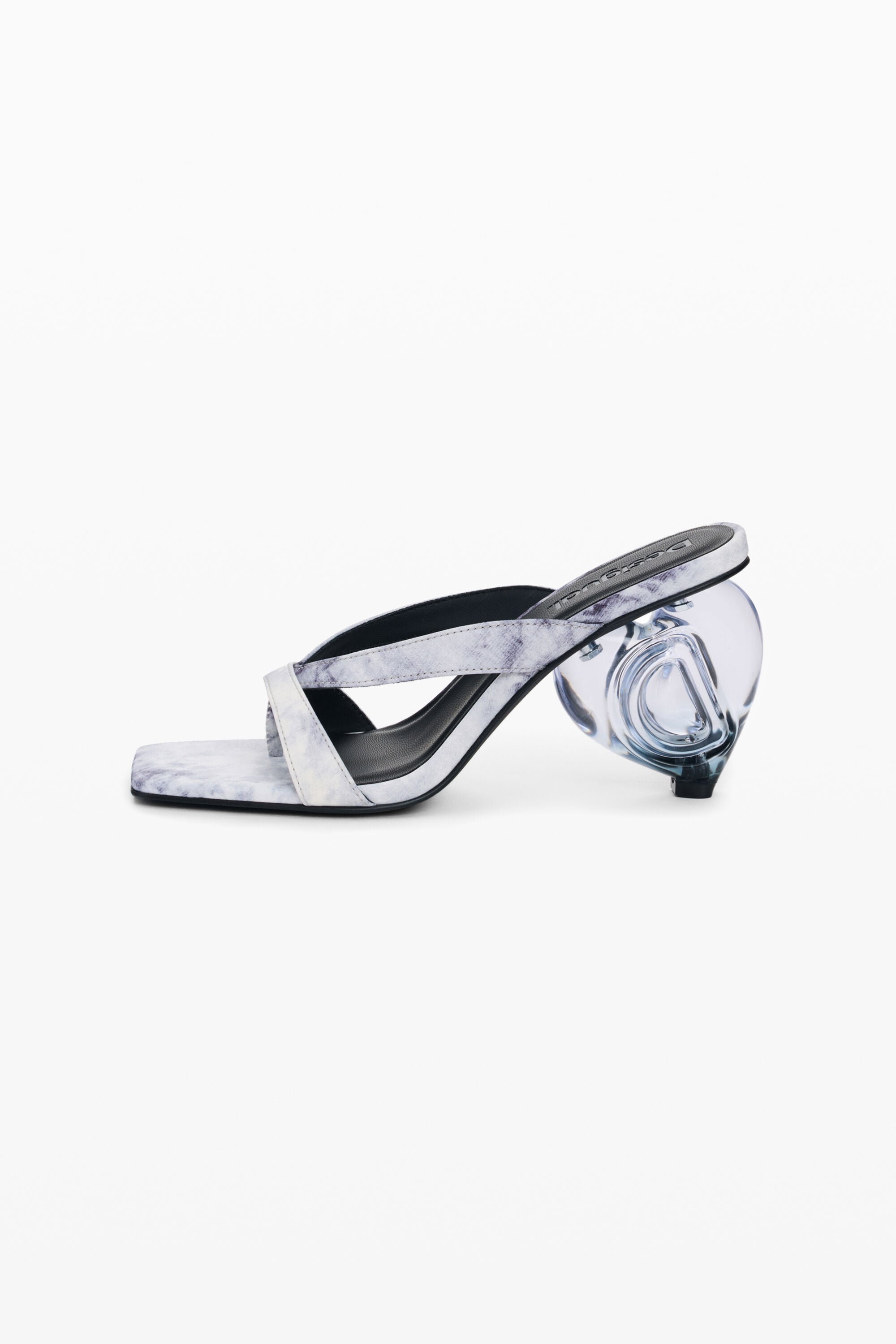 Sandalia tacón cœur, , Polyester, Noir, 36