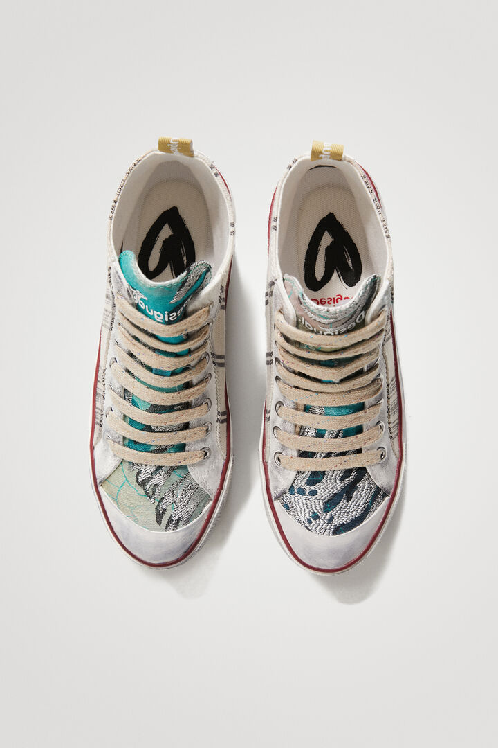 Striped high-top platform sneakers | Desigual