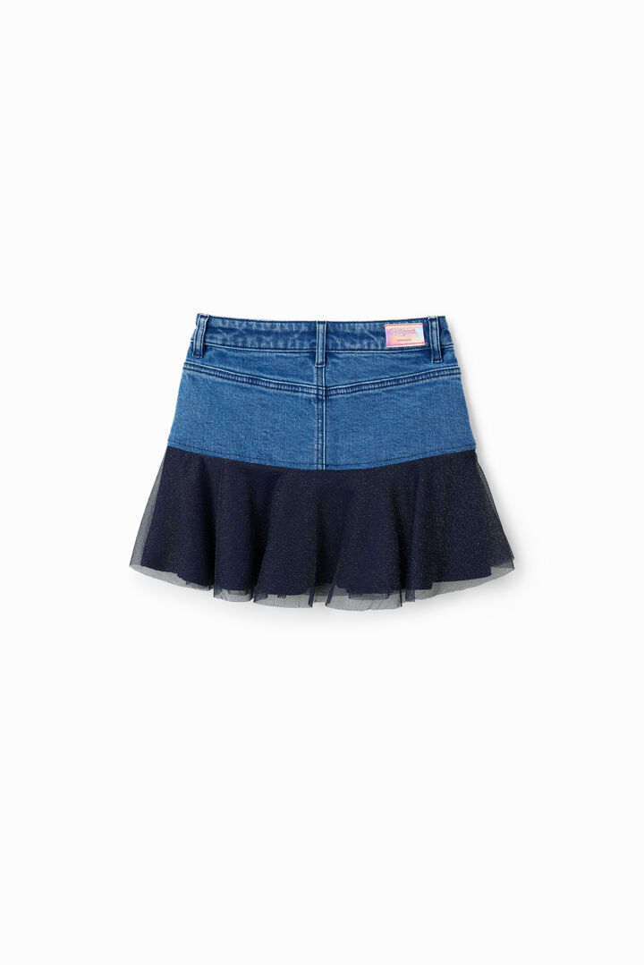 Glossy ruffle denim mini skirt | Desigual