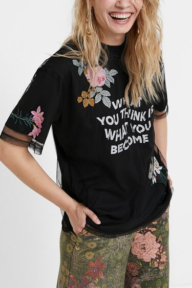 Camiseta rejilla flores | Desigual