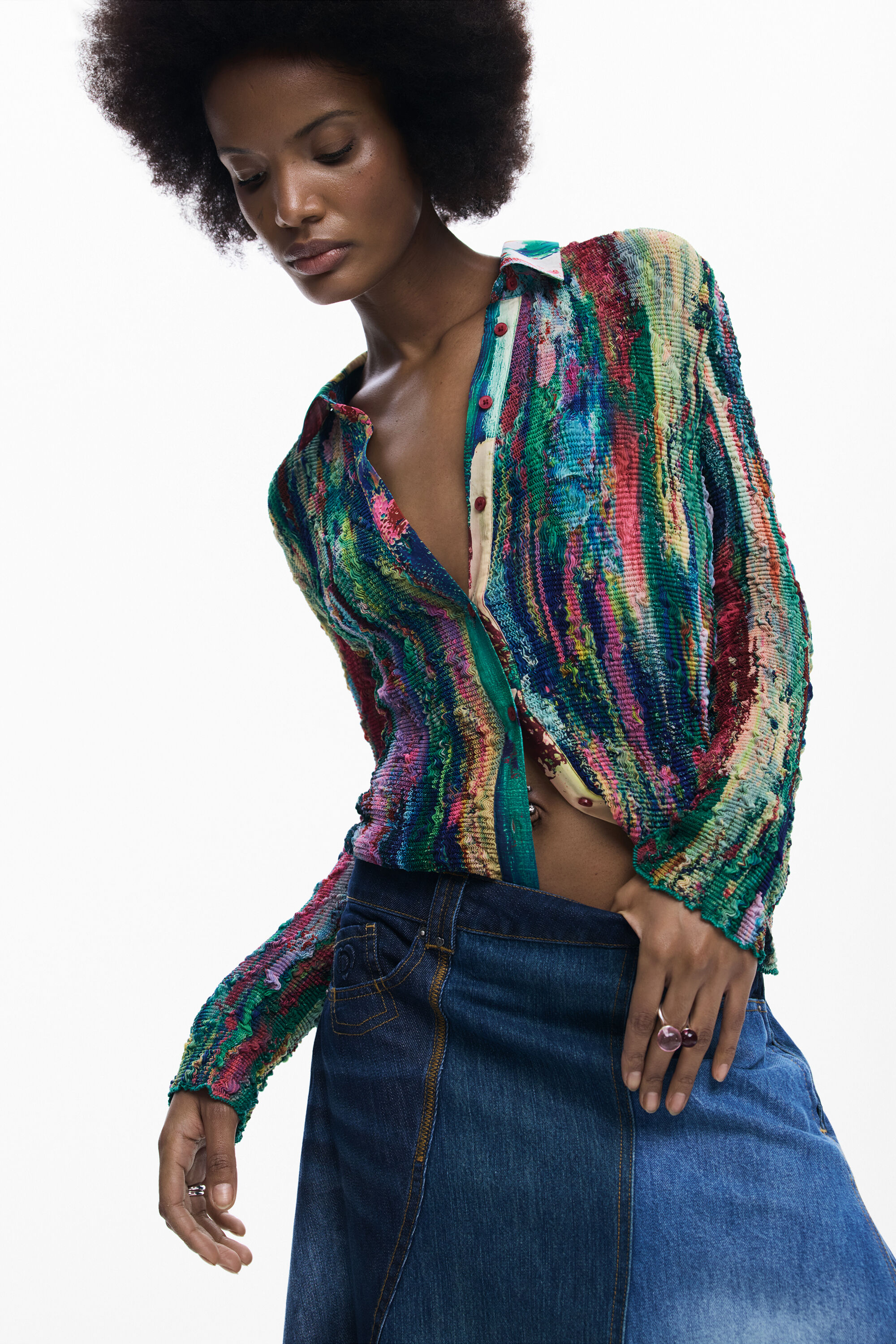 Denim patch skirt blue Women's I Desigual.com