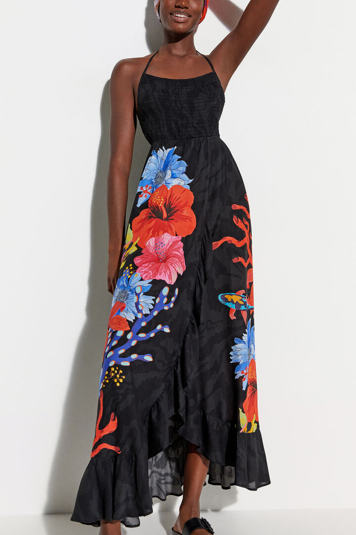 Sustainable low-cut maxi dress | Desigual