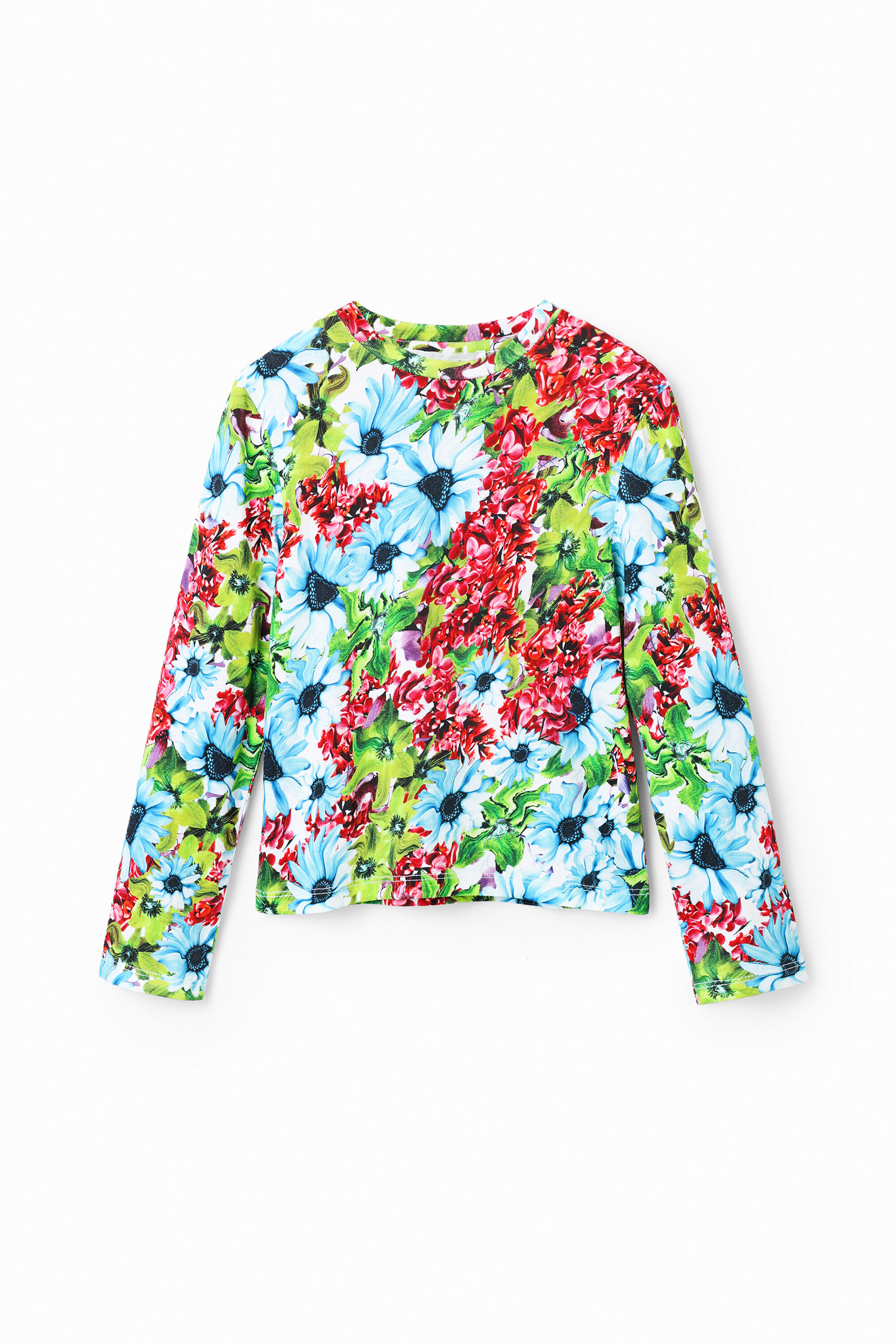 Multicoloured floral T-shirt - BLUE - 3/4