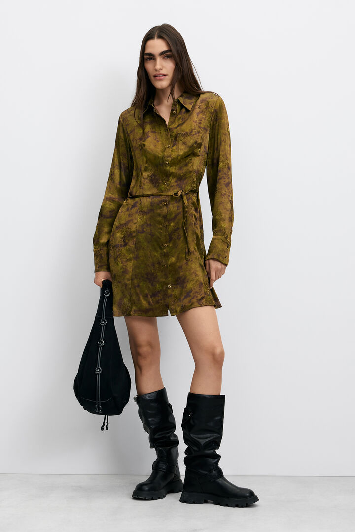 vestido camisa curto estampado