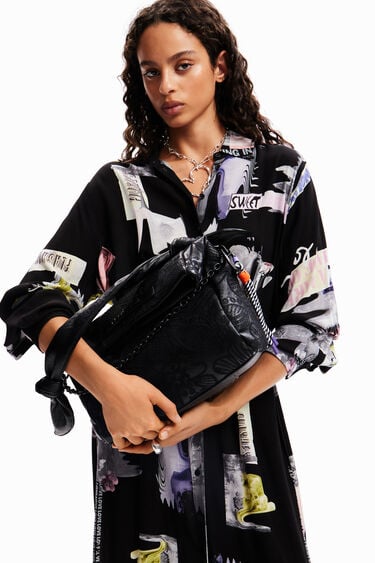 Midsize floral embroidery bag | Desigual