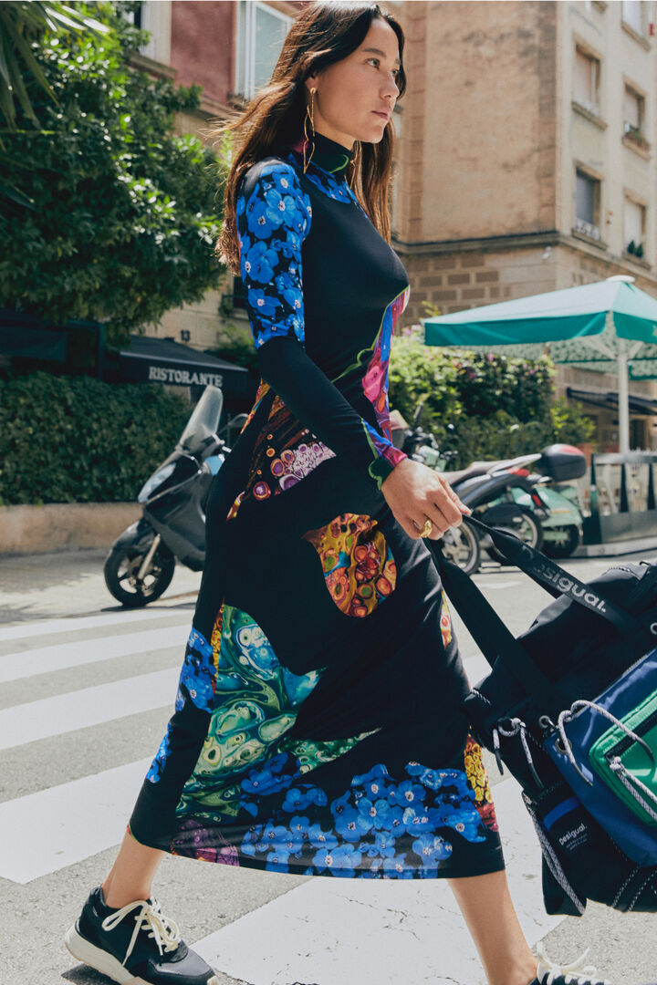 Midikleid Slim Fit Mineralmuster