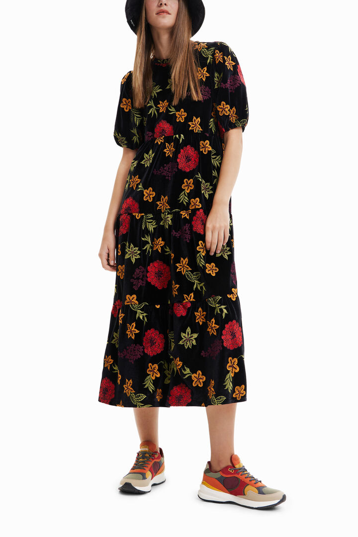 Robe midi évasée fleurie | Desigual