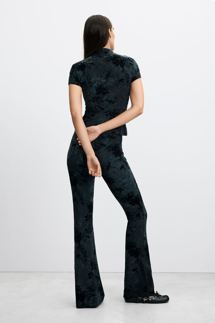 Pantalon flare floqu&eacute;