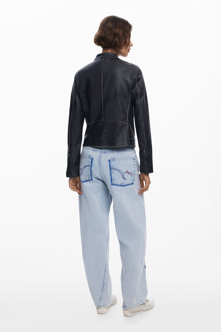 Jacket with worn leather effect | Desigual