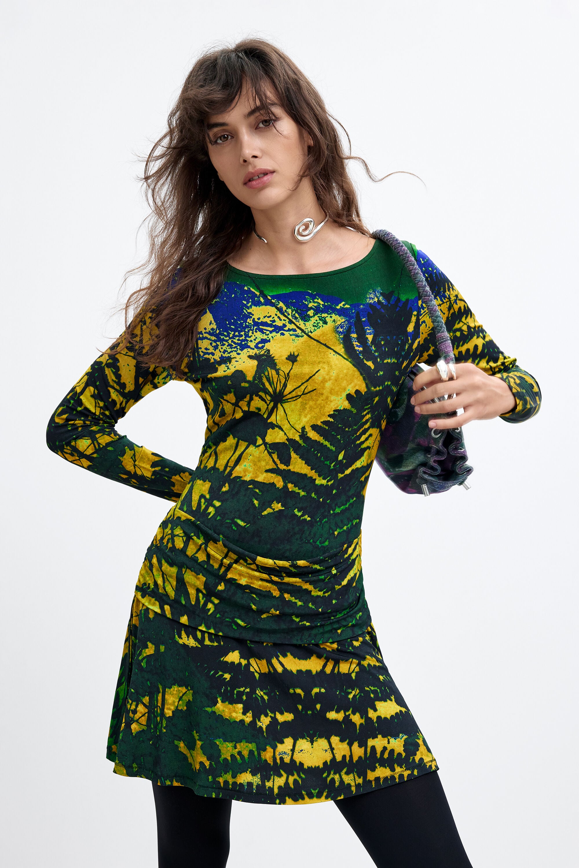 Desigual, Vestido Punto Manga Larga M. C. Lacroix, Mujer, Viscosa, Verde, L