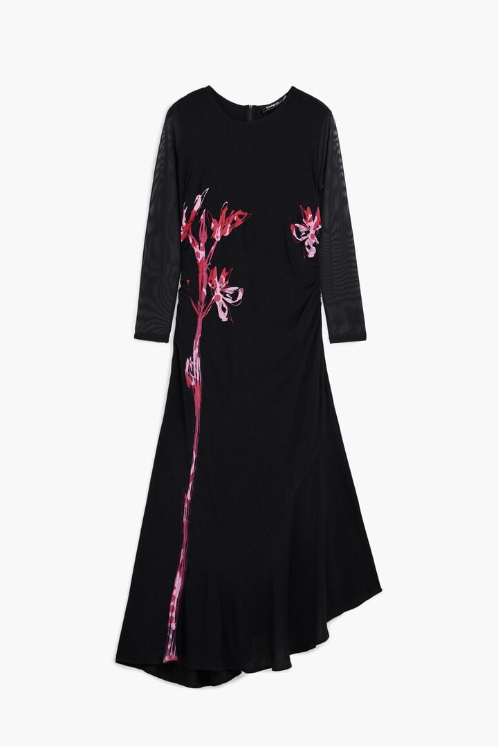 Asymmetric lily long dress | Desigual