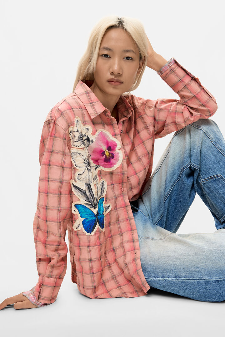 Geruite bloemen blouse