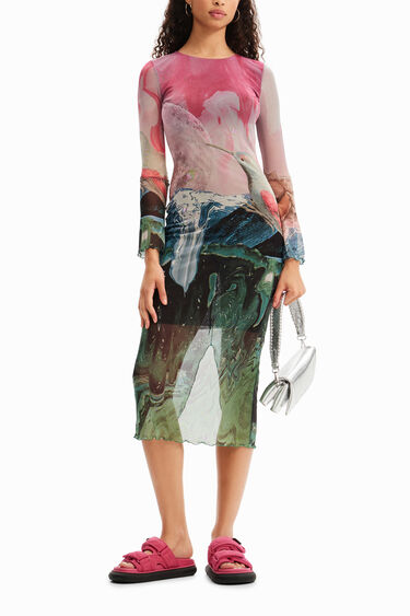 Vestit midi slim tul fantasia | Desigual