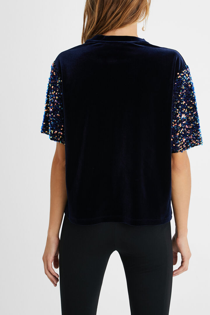 Camiseta aterciopelada lentejuelas | Desigual