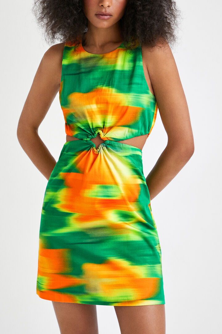 Short slim cut-out dress | Desigual
