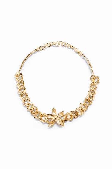 Zalio gold-plated chain and flower choker | Desigual