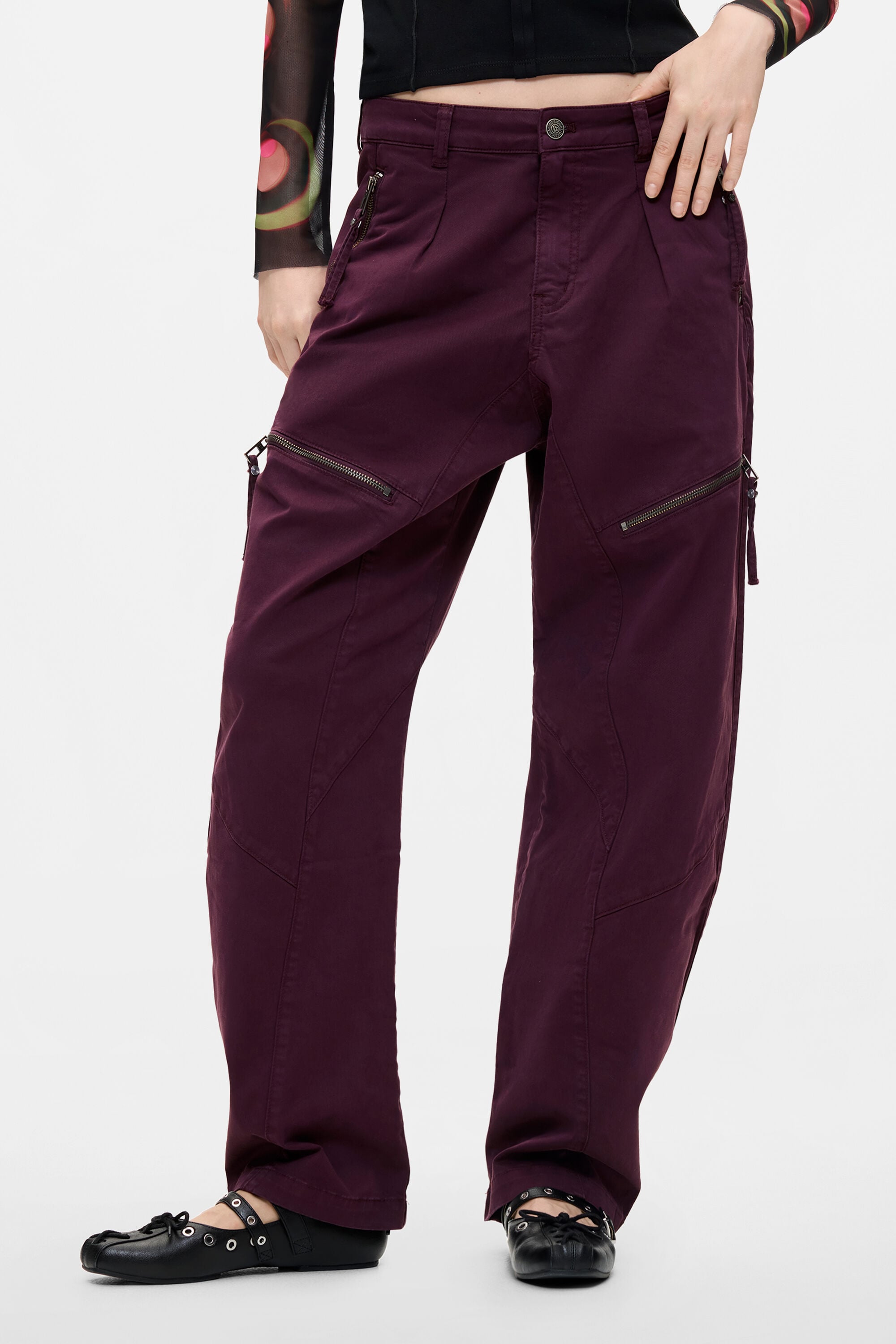 ジッパー付きロングパンツ 紫色 女性用 I Desigual.com