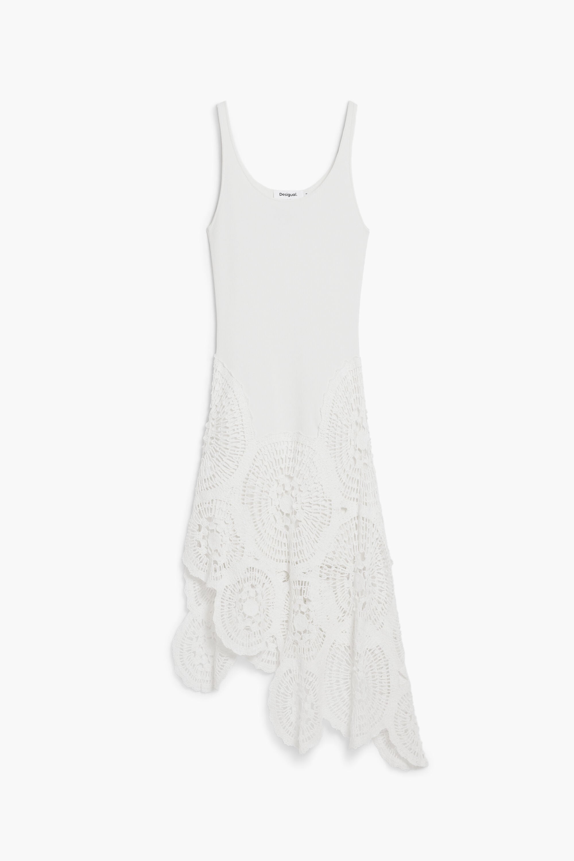 Desigual, Crochet midi dress, White, S