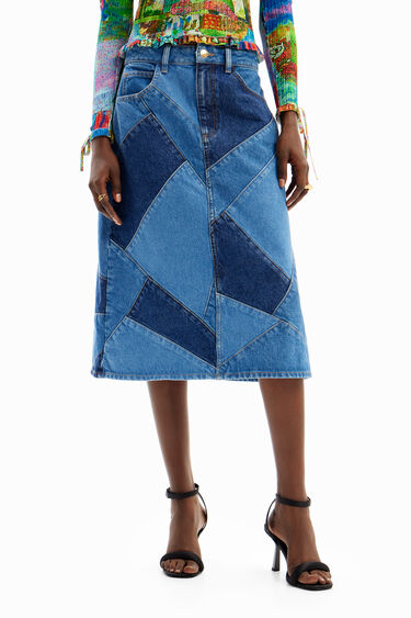 María Escoté patchwork denim skirt | Desigual