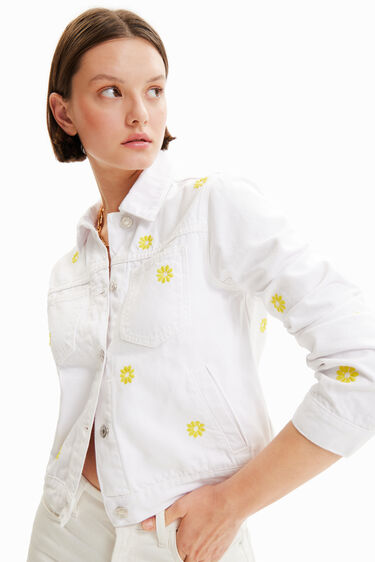 ג'קט ג'ינס Daisy עם פרחים רקומים | Desigual