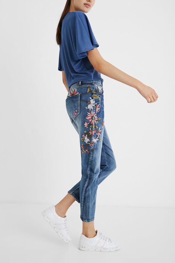 Floral Boyfriend ankle jeans