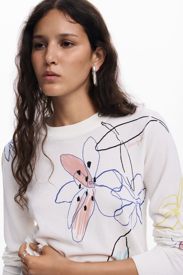 Maglione leggero con tratti floreali | Desigual