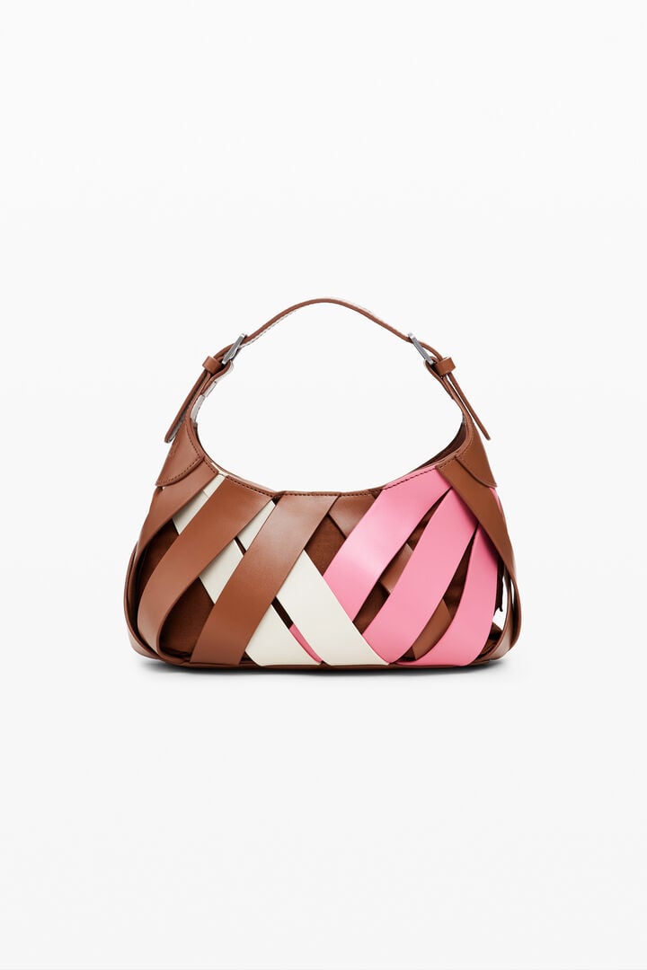 Střední pletená kabelka s efektem kůže