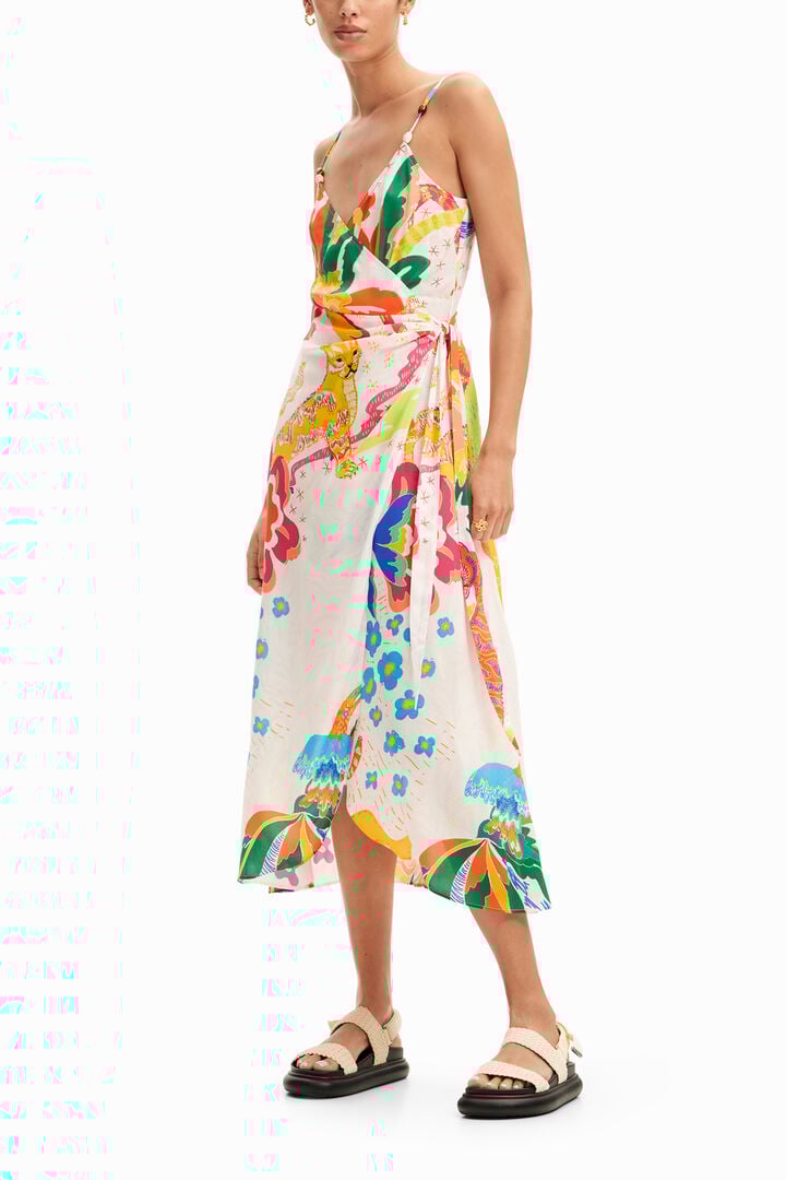 Jungle design wrap midi dress | Desigual