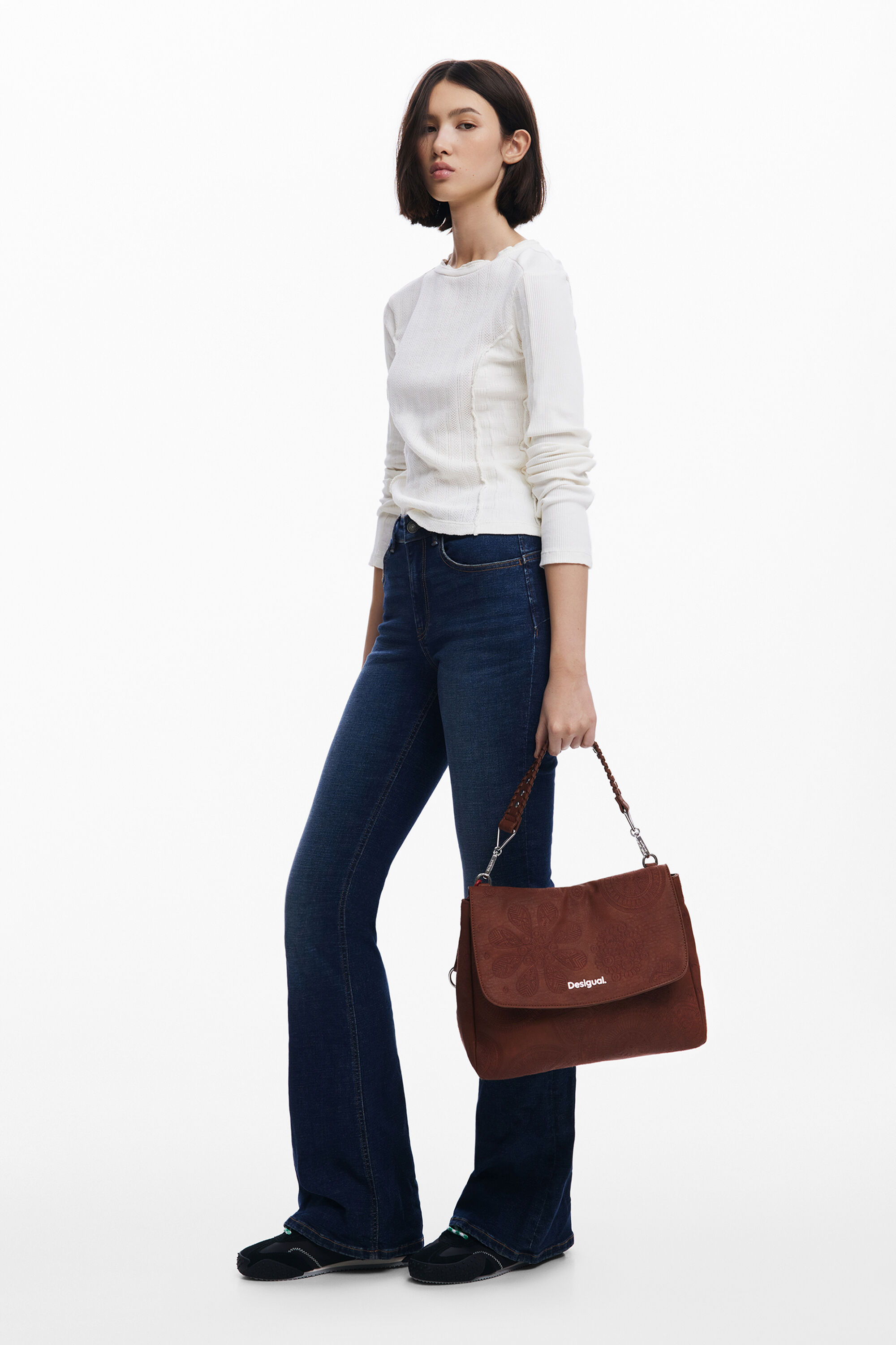 Desigual Brown Polyethylene Handbag In Brown