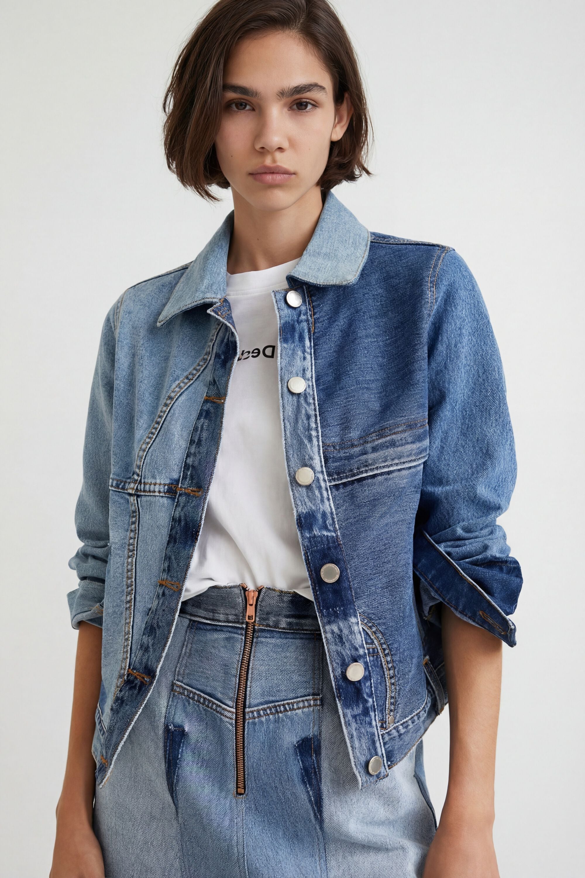 Desigual, Upcycling-Trucker-Jeansjacke, Baumwolle, Blau, S