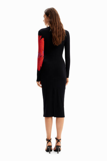 Vestido midi canalé flores | Desigual