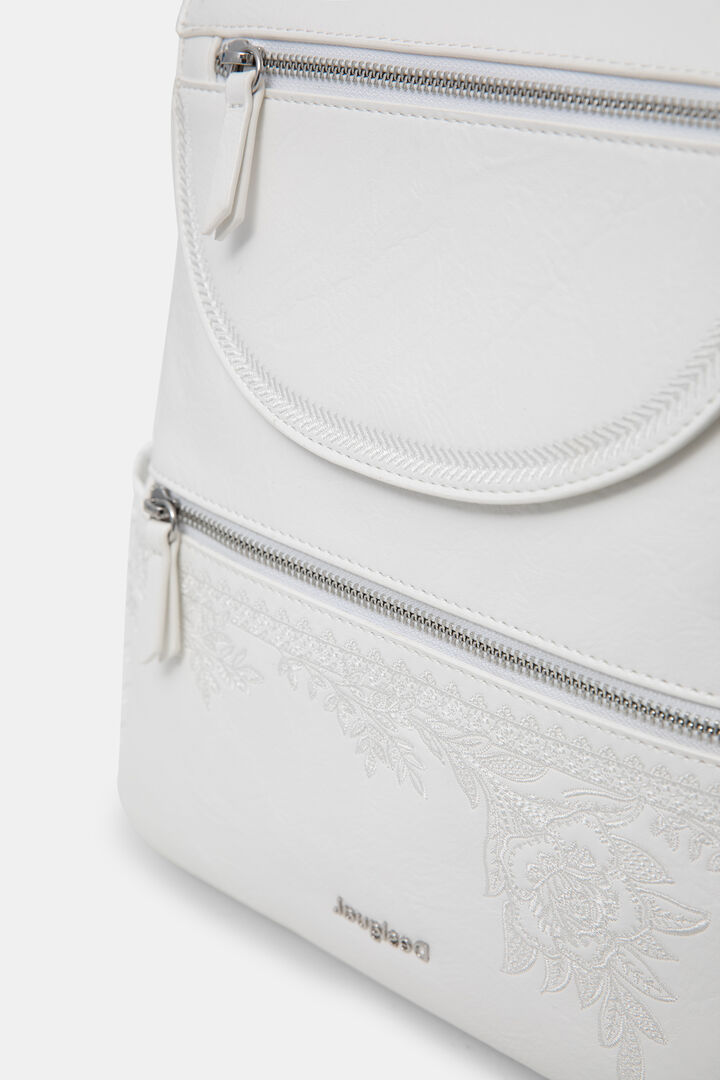 Backpack leather effect flowers | Desigual