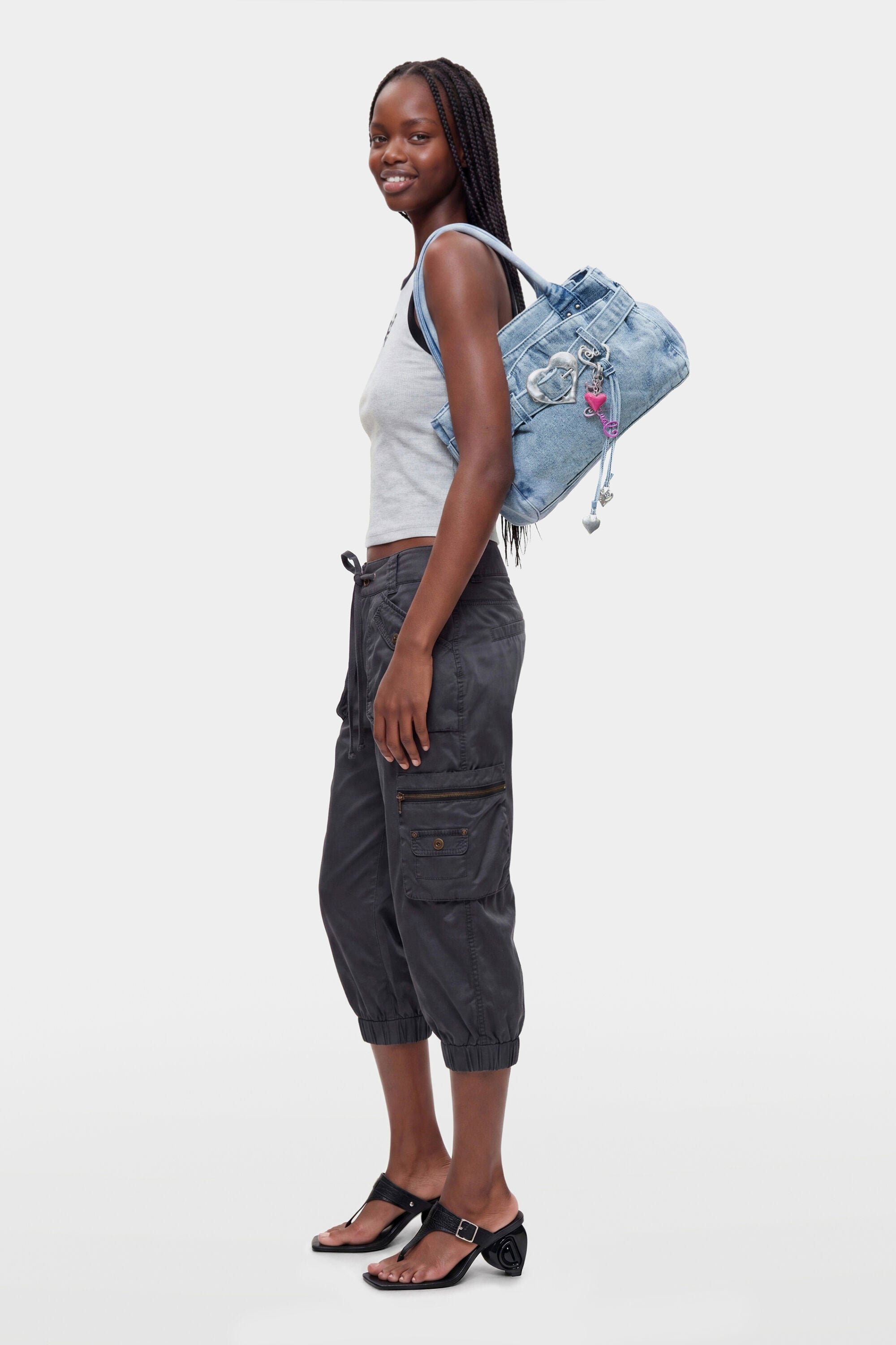 Medium Denim Bag gray women's accessories I Desigual.com